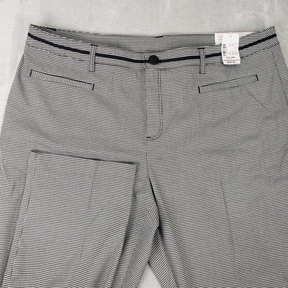 NWT CJ Banks Classic Straight Leg Houndstooth Pants Womens 18W Black White Plus